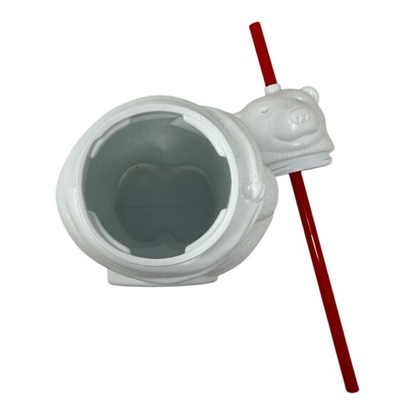 Always Coca-Cola Polar Bear Molded Bottle Tumbler Drink Straw 1990s White Red - Picture 6 of 7